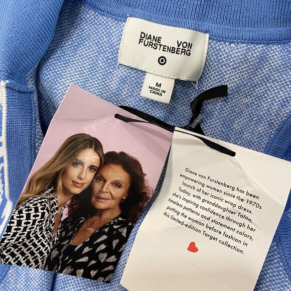 NWT DVF for Target Sea Twig Blue Sleeveless Knit Midi Wrap Dress Women's Size M - Picture 8 of 8